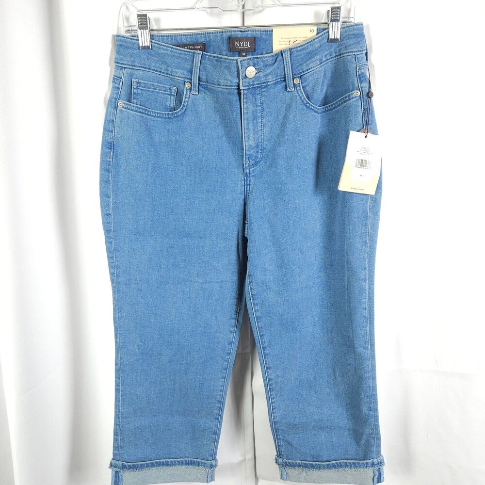 NWT NYDJ Women's 10 Marilyn Straight Crop Jeans Light Wash 31x21